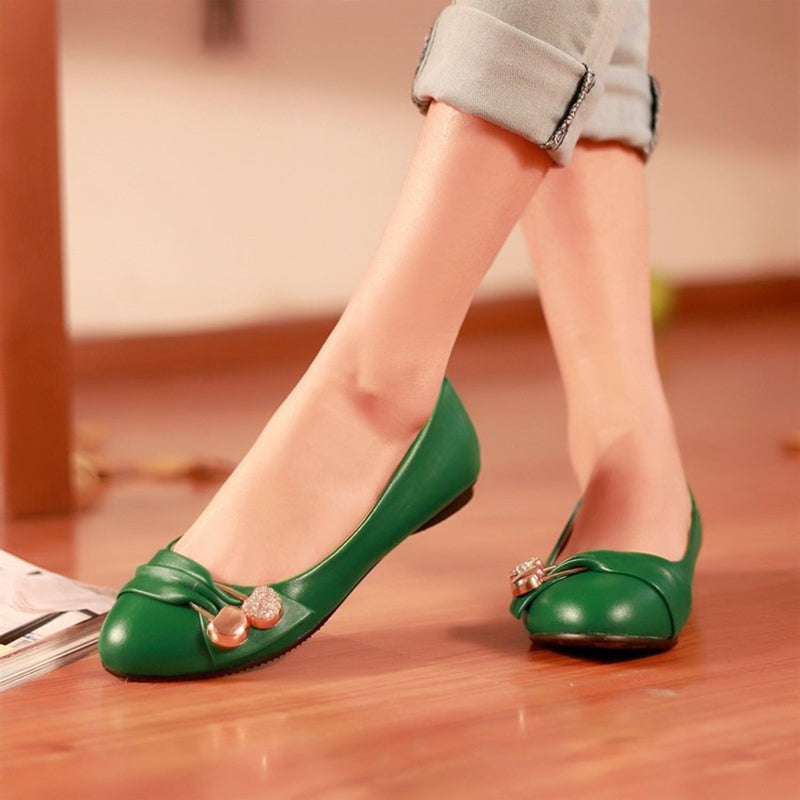 size 13 women flats rhinestone metal décor slip on cute flats