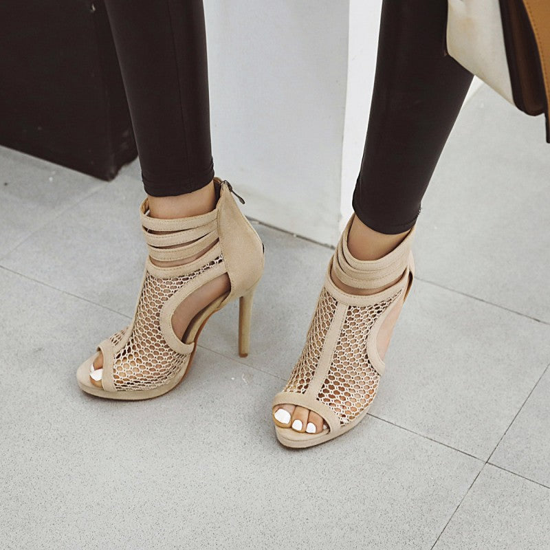 size 14.5 women summer boots stiletto hollow heeled booties
