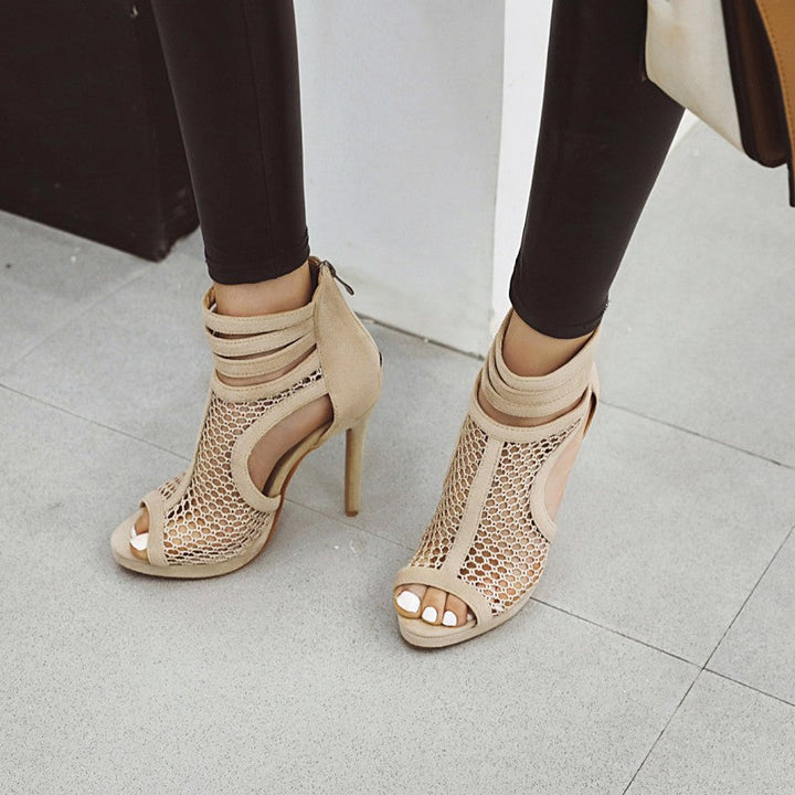 size 14.5 women summer boots stiletto hollow heeled booties