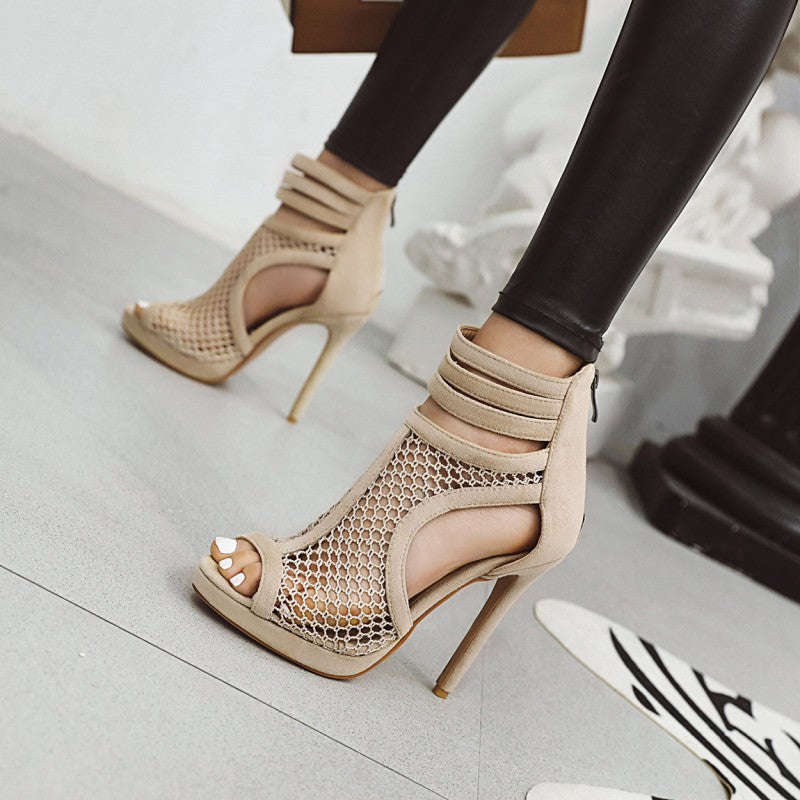 size 14.5 women summer boots stiletto hollow heeled booties