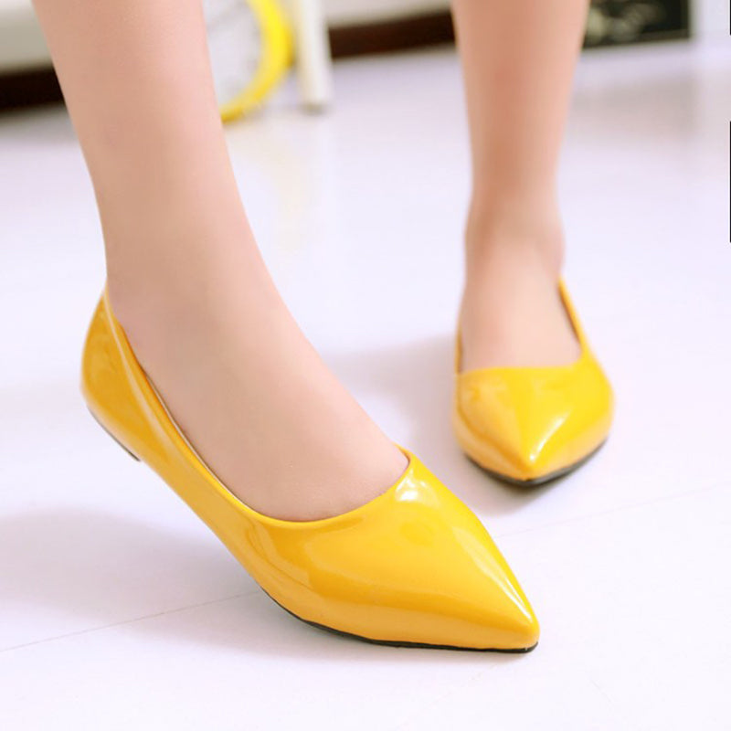 size 14 women flats cute patent leather driving pointed toe flats