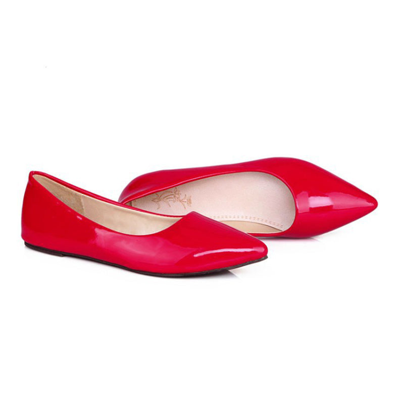 size 14 women flats cute patent leather driving pointed toe flats