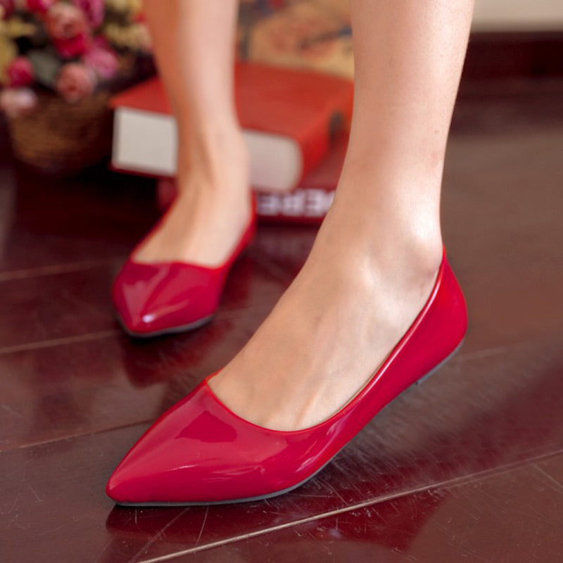 size 14 women flats cute patent leather driving pointed toe flats