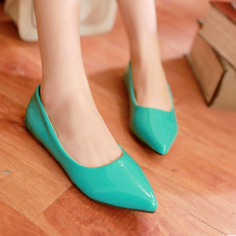 size 14 women flats cute patent leather driving pointed toe flats