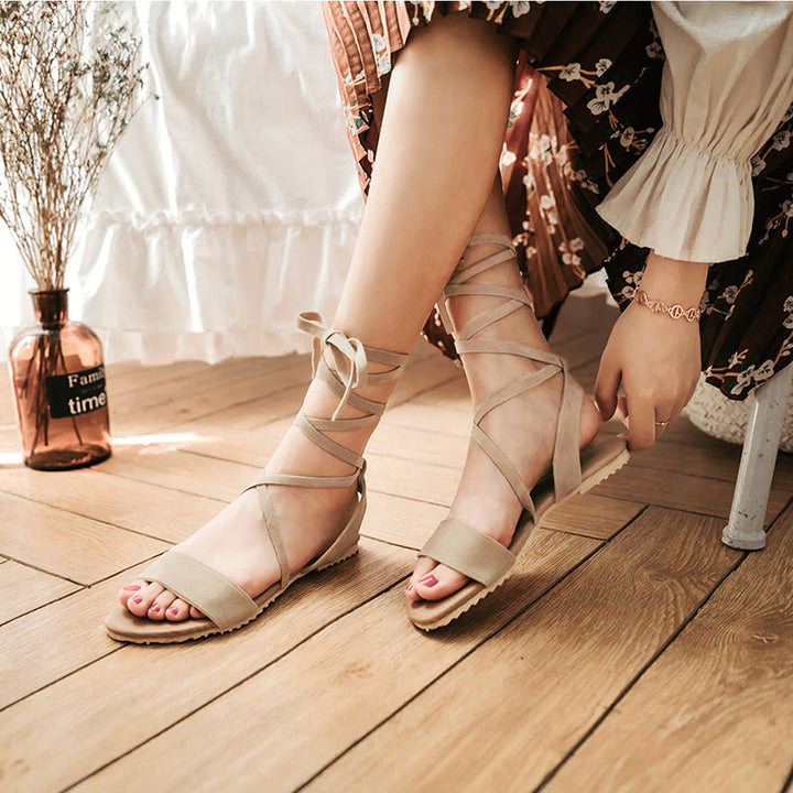 size 16 women strappy sandals crisscross lace up flat sandals