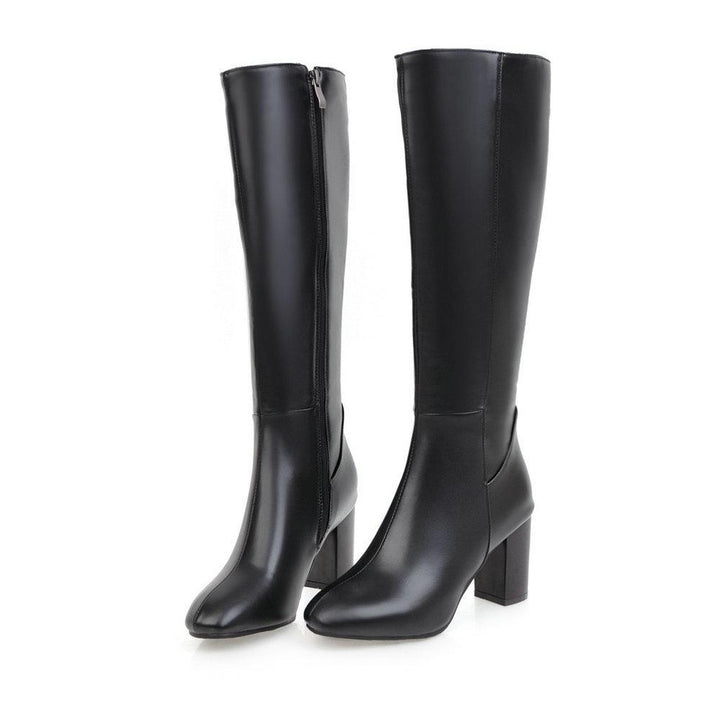 Size 11.5 square toe block heels knee high boots