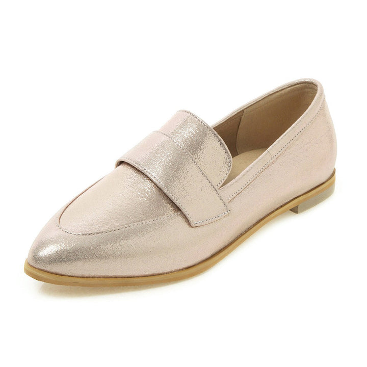 Women's silver gold metallic pointed toe loafers casual daily flats