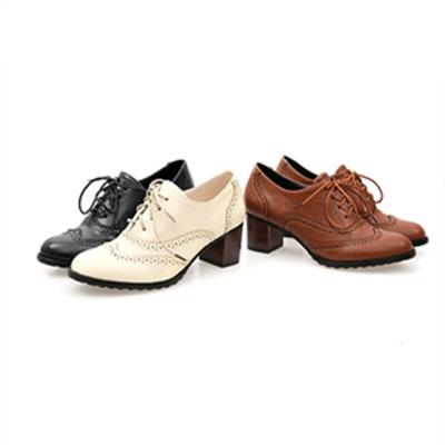 Size 10.5 Women's chunky mid-heel brogue oxfords shoes font lace loafers