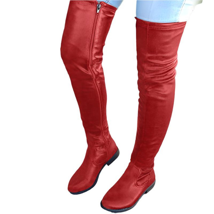 Size 13 low heels round toe thigh high boots