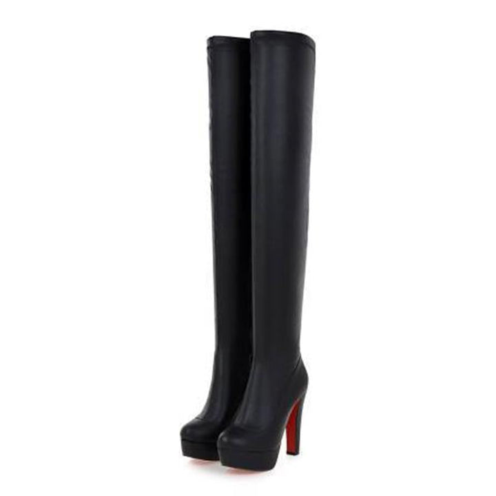 Size 12 slimming chunky platform thigh high boots