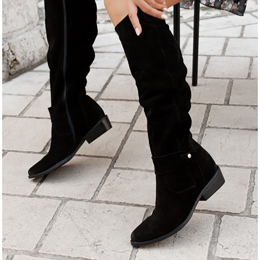 Size 43 Suede Thigh High Women's Boots Retro Woman Booties Autumn Winter Knee High Boots