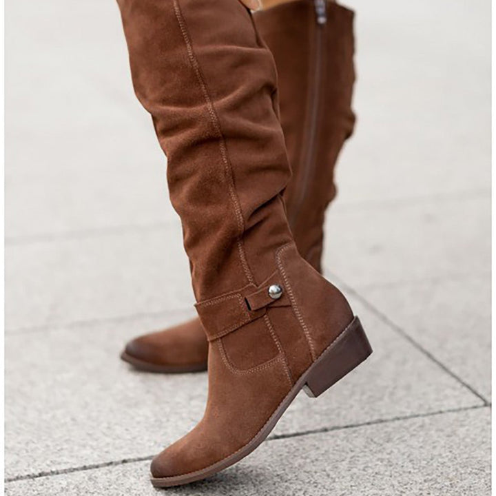 Size 43 Suede Thigh High Women's Boots Retro Woman Booties Autumn Winter Knee High Boots