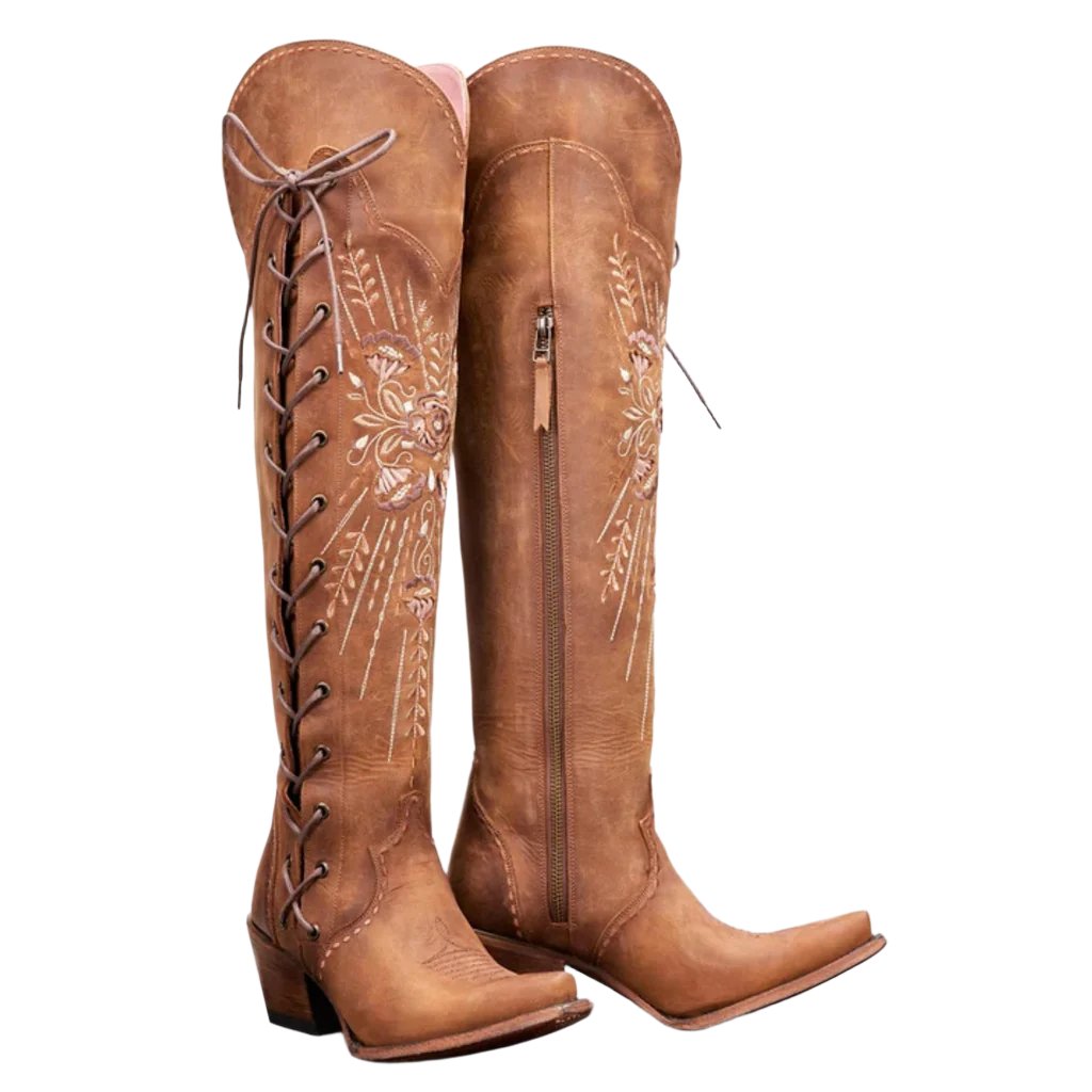 Lace-Up Over-the-Knee Cowboy Boots, Western Style for Casual Outfits