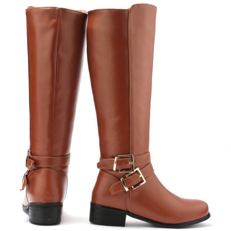 Size 11.5 under the knee biker boots with buckle straps