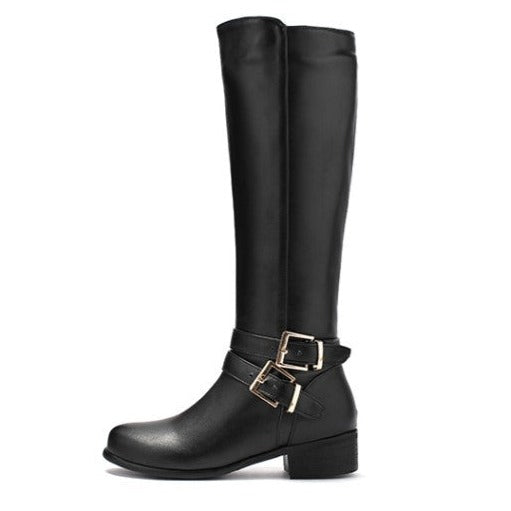 Size 11.5 under the knee biker boots with buckle straps