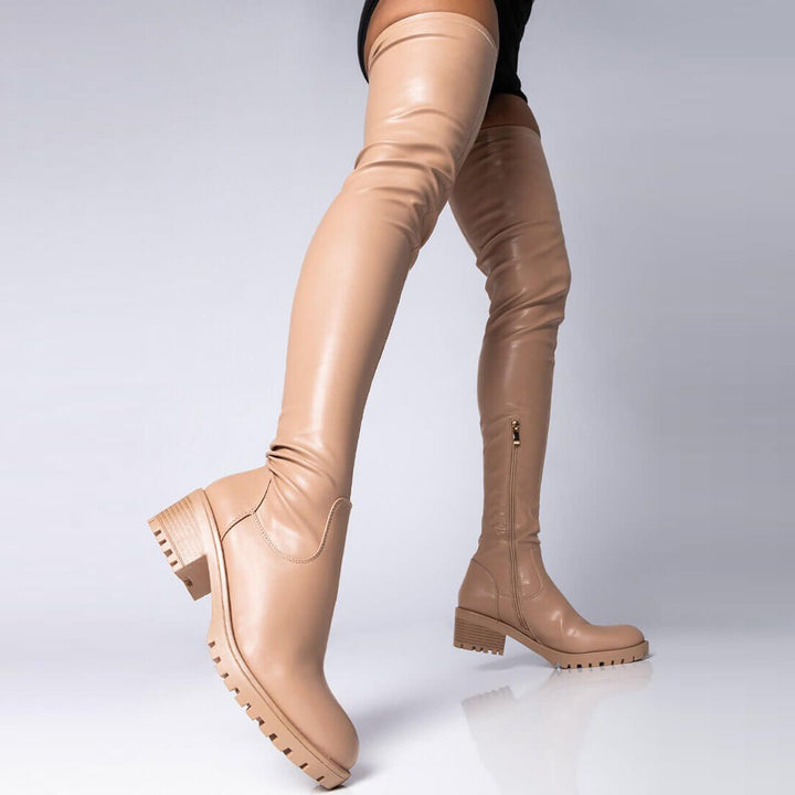 Size 13 elastic slimming thigh high boots