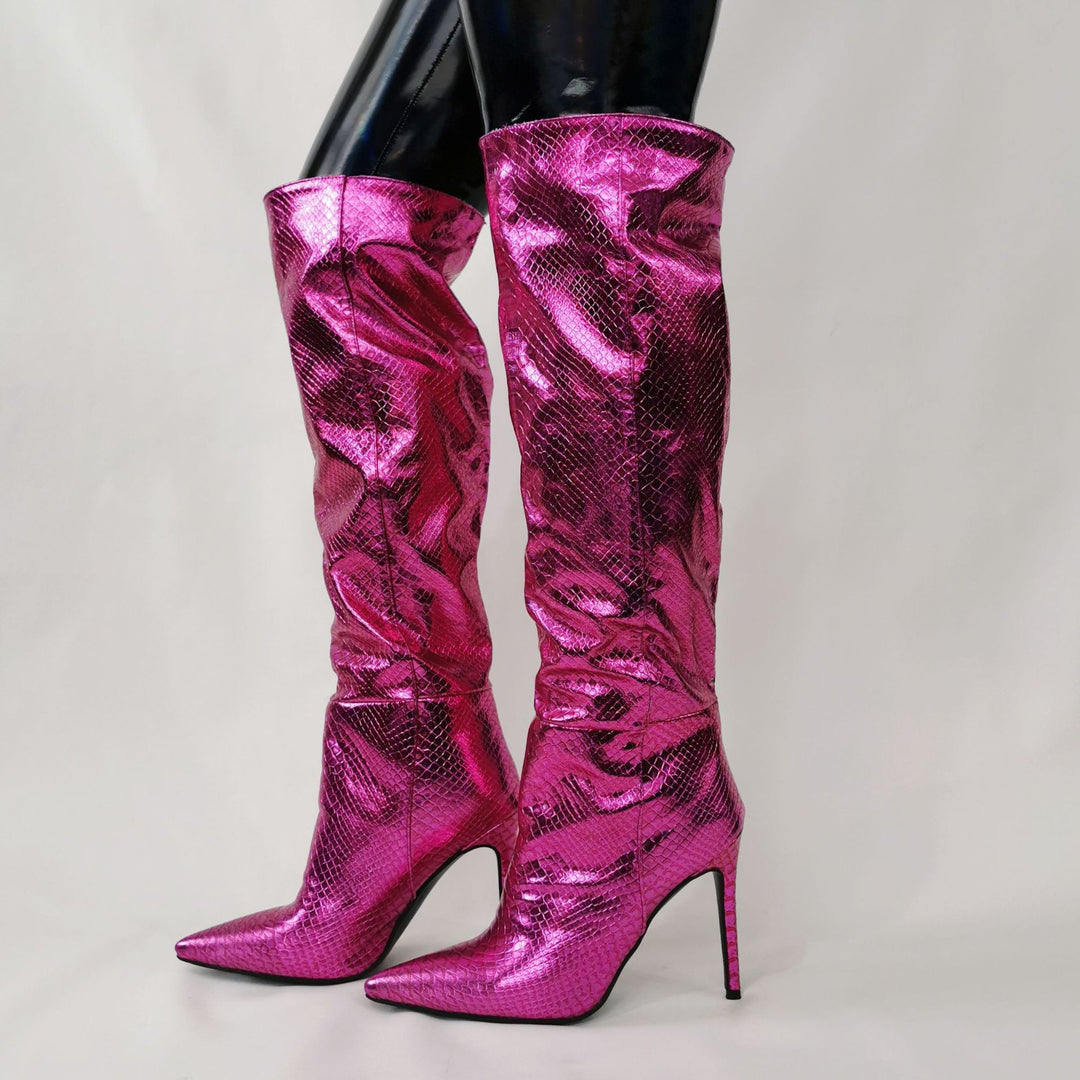 Size 13 sexy stiletto heels wide calf knee high boots