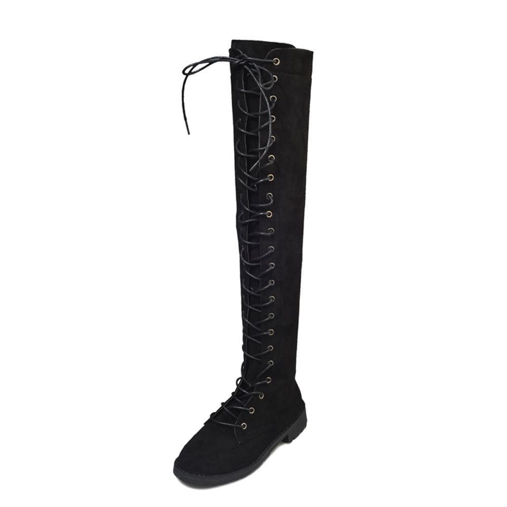 Winter Lace Up Boots for Women Over The Knee Zipper Boots - GetComfyShoes