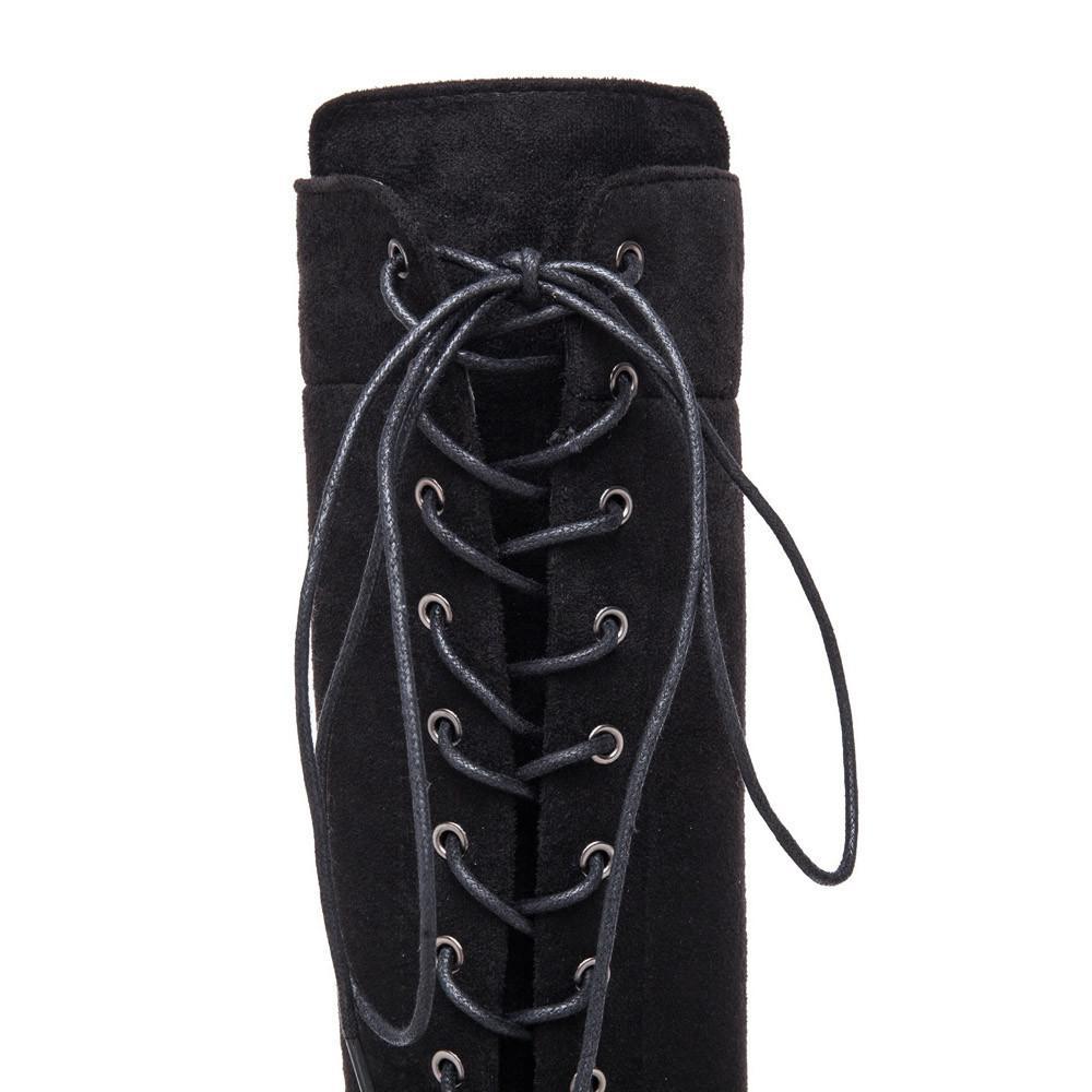 Winter Lace Up Boots for Women Over The Knee Zipper Boots - GetComfyShoes