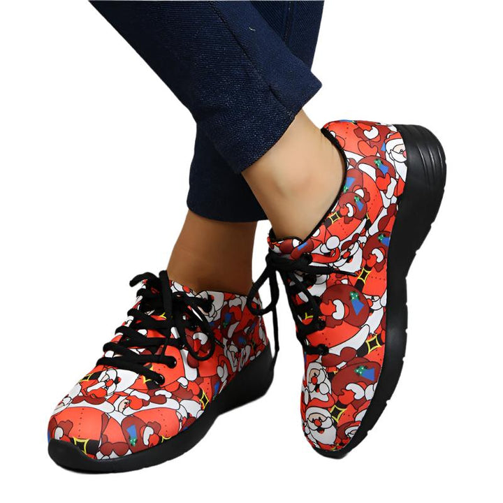 size 11.5 women fashion sneakers Santa Claus casual sneakers