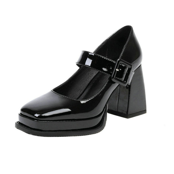 size 12 women platform loafers buckle strap chunky loafers