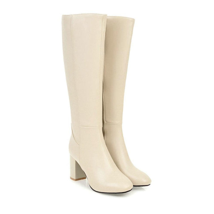 Size 11.5 square toe block heels knee high boots