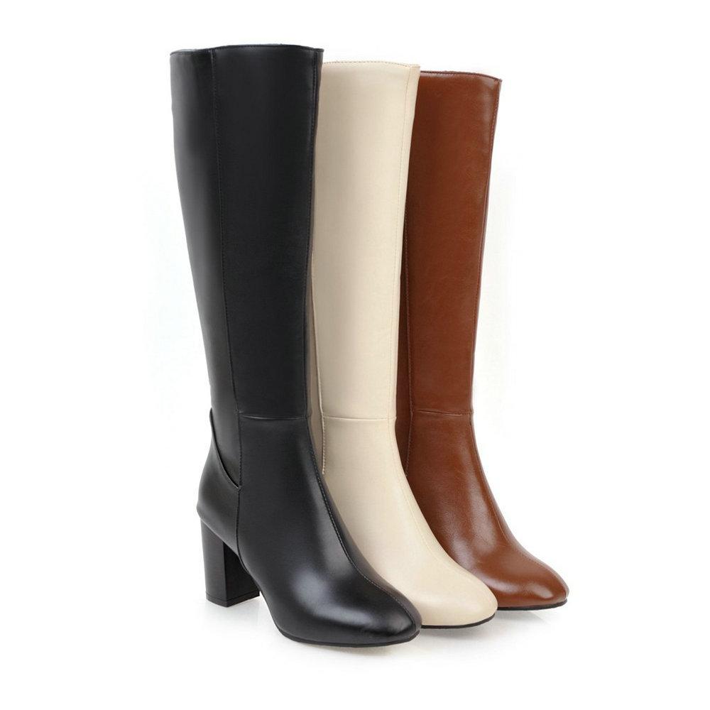 Size 11.5 square toe block heels knee high boots