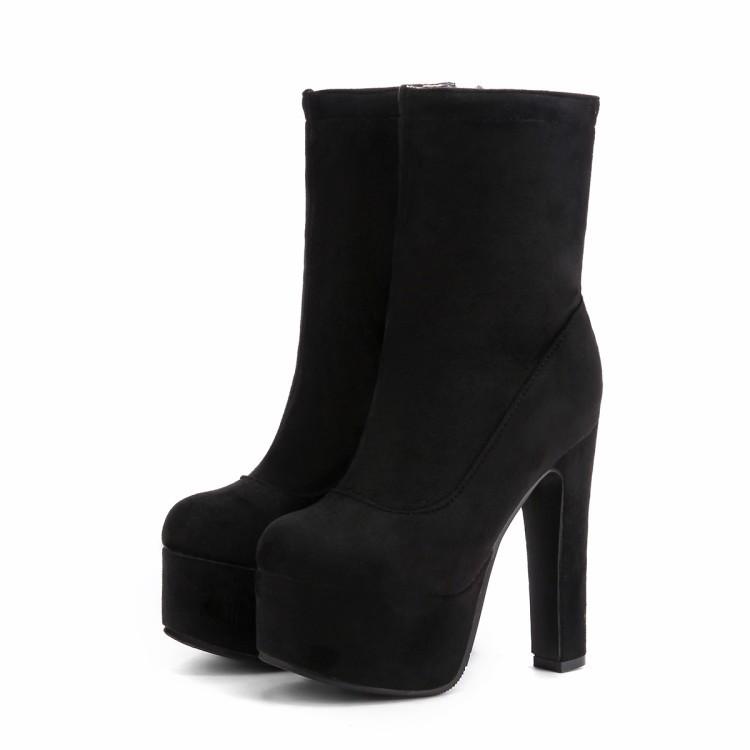 Size 13 chunky platform high heels booties | Plus size faux suede chunky heels ankle boots