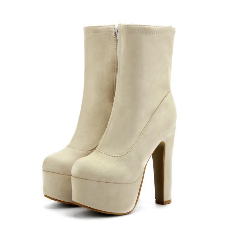 Size 13 chunky platform high heels booties | Plus size faux suede chunky heels ankle boots