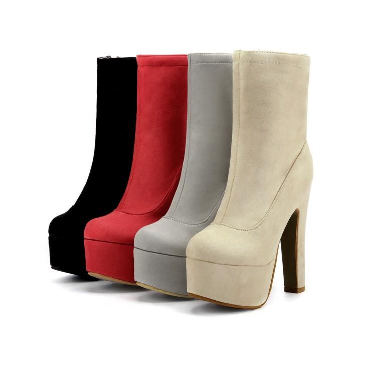 Size 13 chunky platform high heels booties | Plus size faux suede chunky heels ankle boots