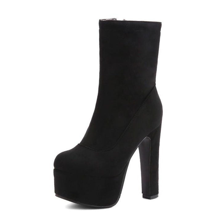 Size 13 chunky platform high heels booties | Plus size faux suede chunky heels ankle boots