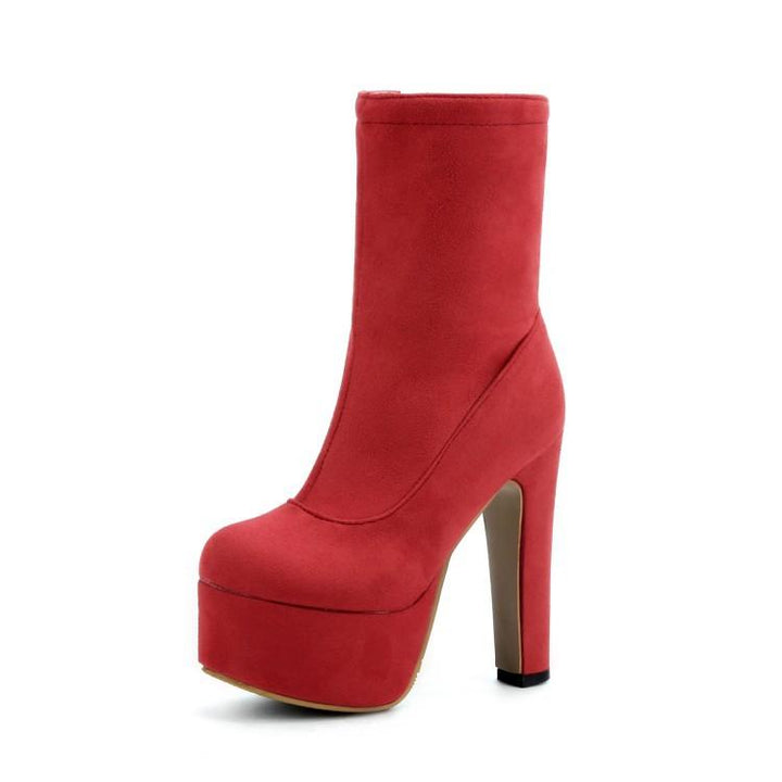 Size 13 chunky platform high heels booties | Plus size faux suede chunky heels ankle boots