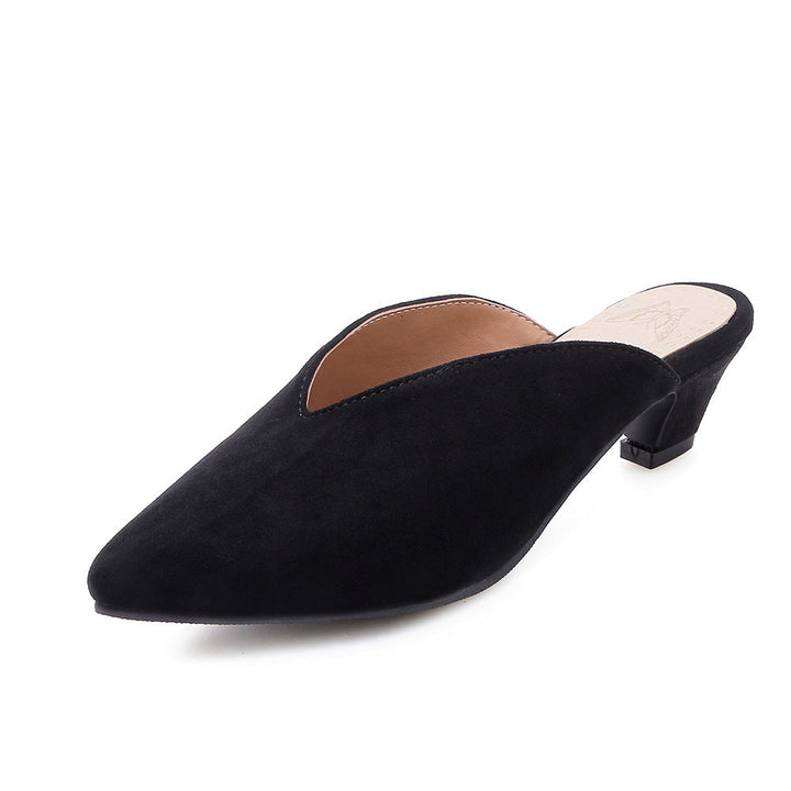 Size 13.5 v-cut pointed toe med heels mules