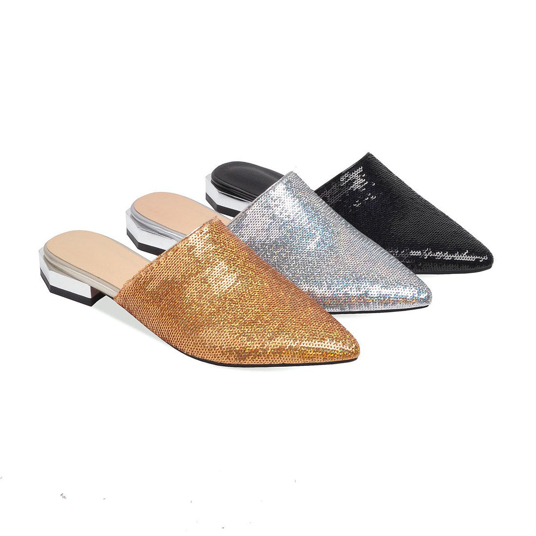 Size 13.5 slip on sequins shining flat mules