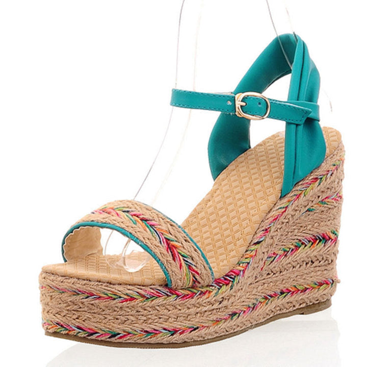 Size 14 espadrille platform 4 inch wedge sandals with ankle strap