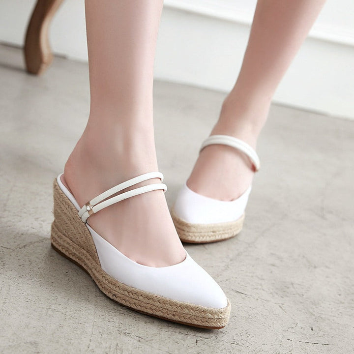 Size 11 espadrille wedge slides backless closed toe slip on espadrilles