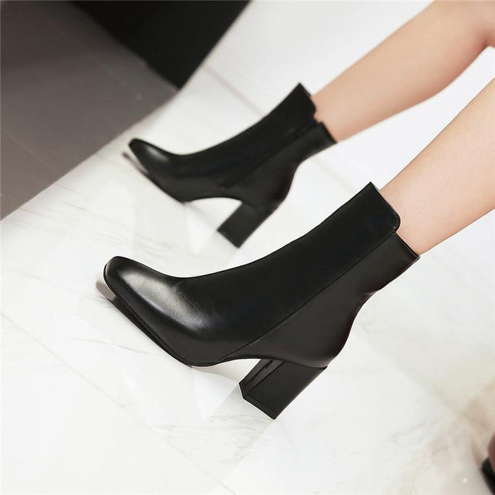 Size 13 square toe block heels booties with sided zipper