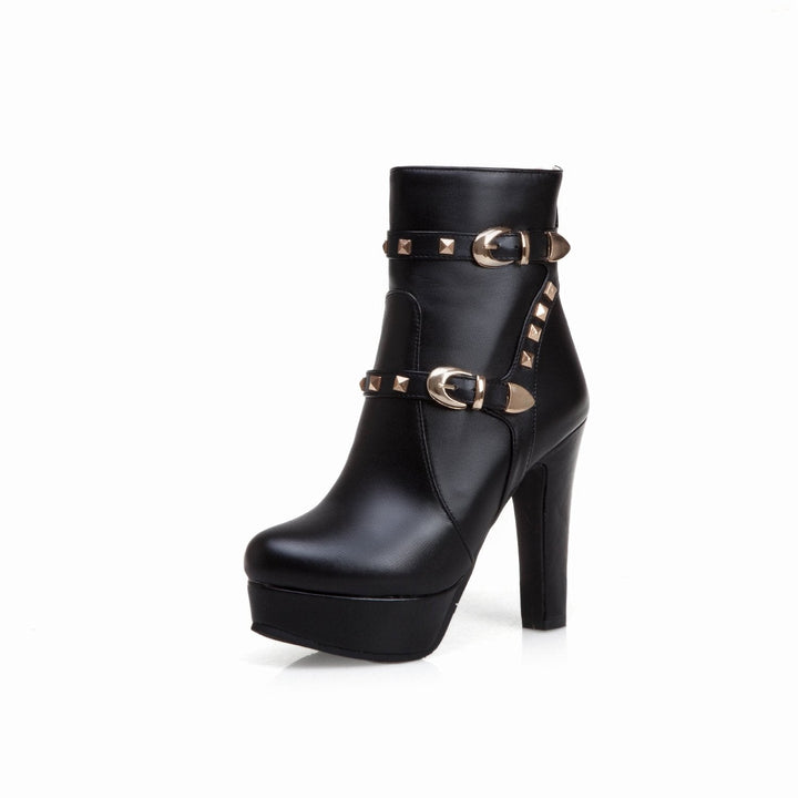 Size 14 sexy rivets chunky platform high heels booties