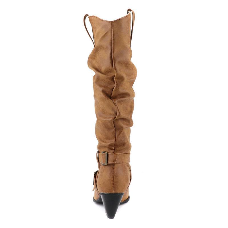 Size 13 retro textured slouchy under the knee boots