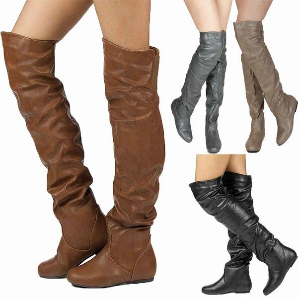 Size 13 Women‘s slouchy flat over the knee boots