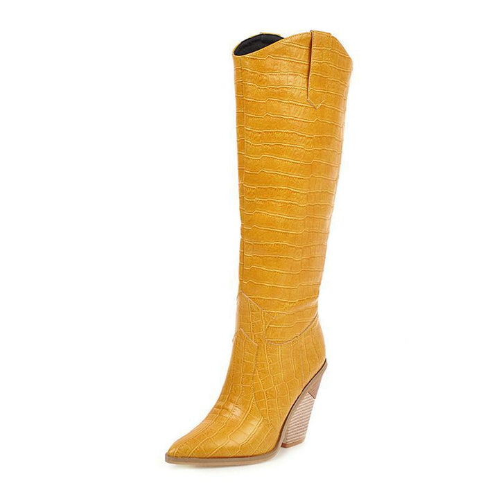 Size 13.5 pull on knee high wedge boots pointed toe