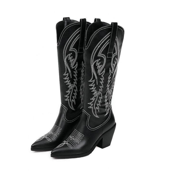 Size 13 pointed toe pull on under the knee high western boots