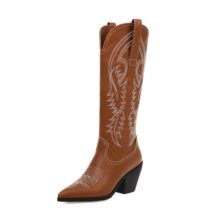 Size 13 pointed toe pull on under the knee high western boots