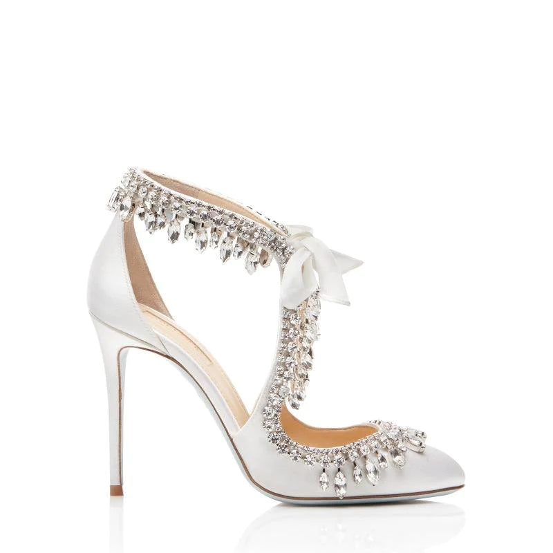 Women rhinestone cyrstals white wedding heels party dress bridal shoes