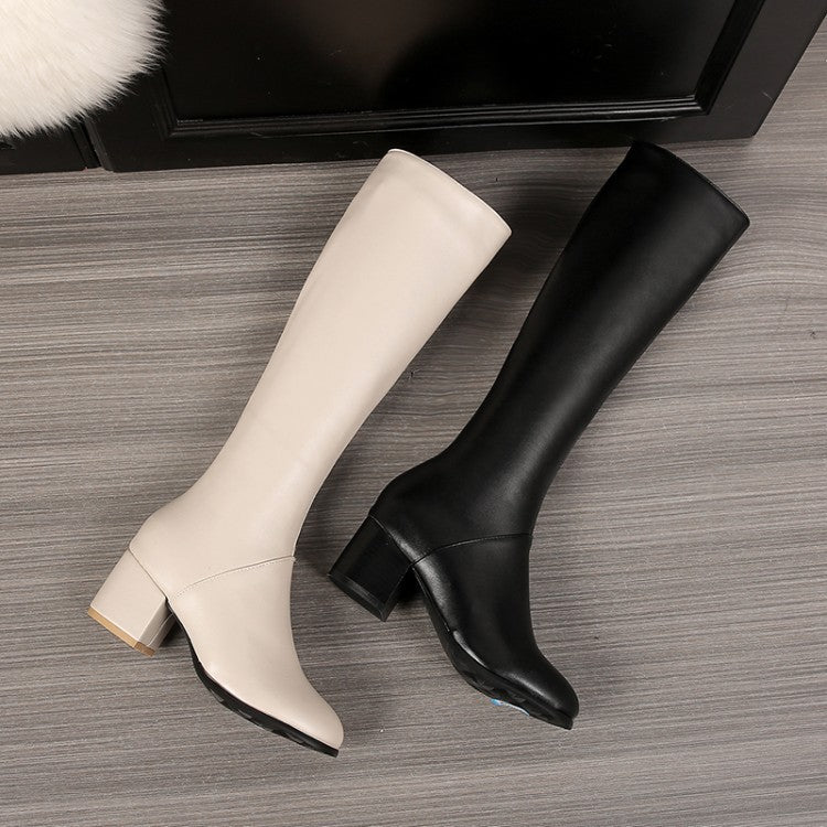 Size 11.5 block heels knee high knight boots round toe