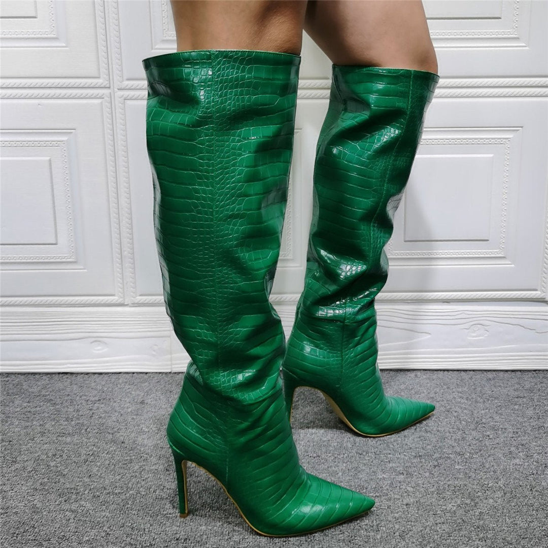 Size 13 sexy stiletto heels wide calf knee high boots