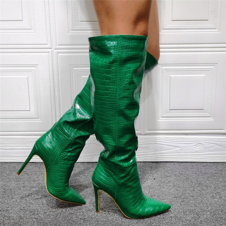 Size 13 sexy stiletto heels wide calf knee high boots