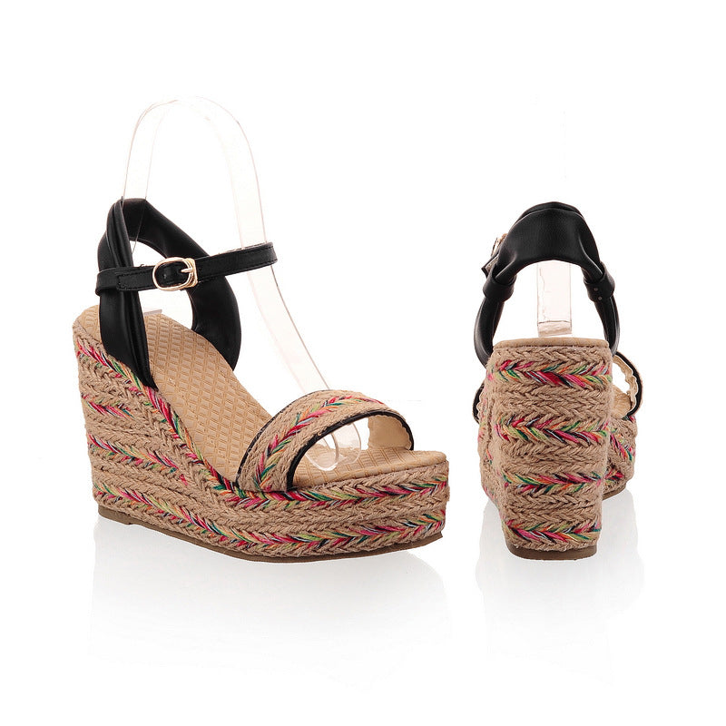 Size 14 espadrille platform 4 inch wedge sandals with ankle strap