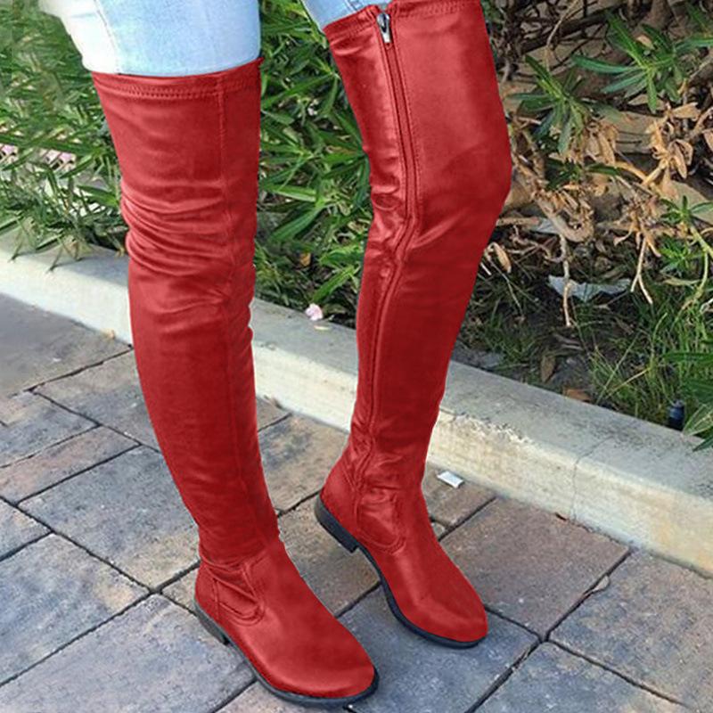 Size 13 low heels round toe thigh high boots