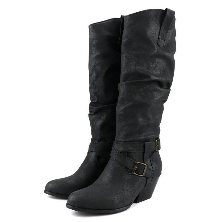 Size 13 retro textured slouchy under the knee boots